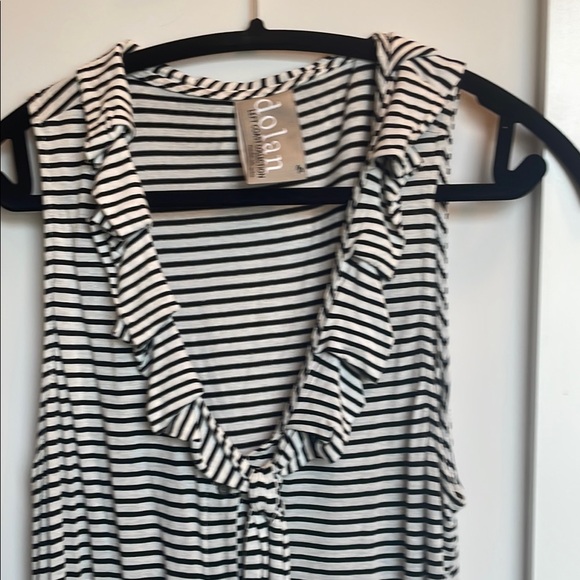 Dolan Striped Ruffle Tank Top in Black and White - Picture 1 of 1